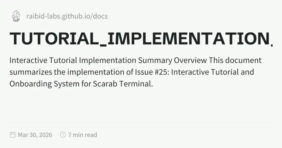 TUTORIAL_IMPLEMENTATION_SUMMARY